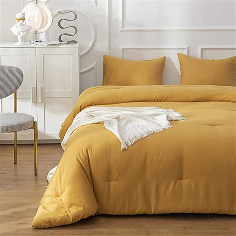 Cottonight Mustard Yellow Comforter Sets King Lightweight