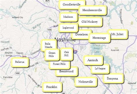 Nashville Suburbs Nashville Map Nashville Nashville Tennessee