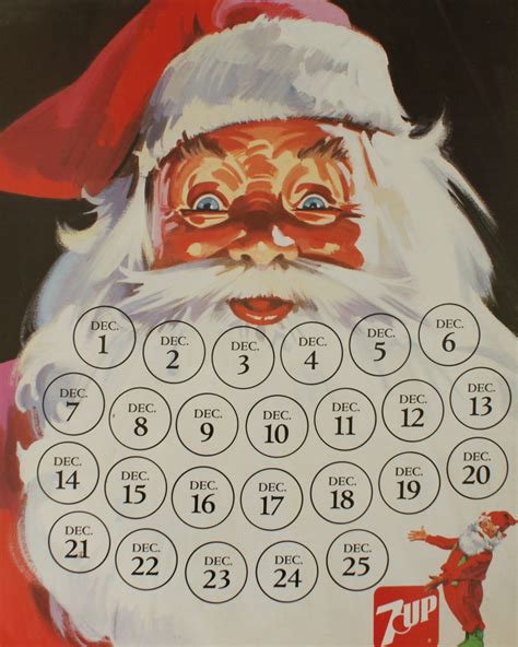 Printable 7 Up Santa Calendar From The 80s Santa Countdown Calendar