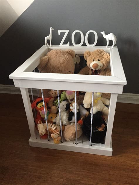 Soft Toy Storage For The Nursery With Base And Corners Made With Wood