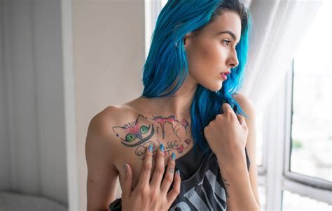 Wallpaper girl portrait blue hair Neonwave images for desktop section арт download