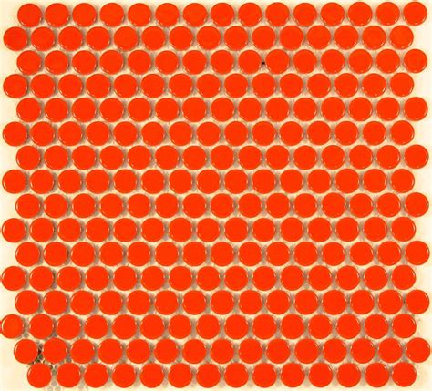 Camden Penny Round Orange Gloss Glazed Mosaic Tile Tile Republic