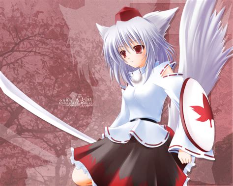 Animal Ears Hat Inubashiri Momiji Katana Red Eyes Skirt Sword Tail