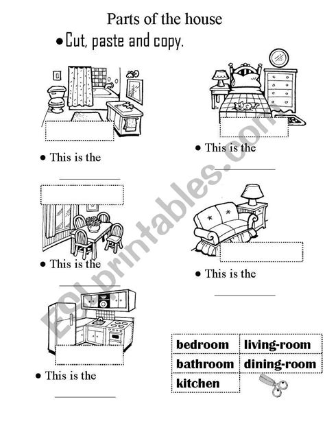 Parts Of The House Cut And Paste Activiy Esl Worksheet By Fabiola Salinas