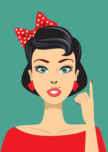 Premium Vector Vintage Pin Up Woman Pointing