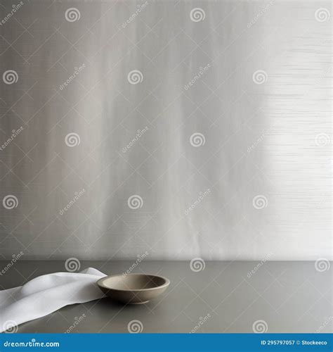 Textural Minimalism Empty Bowl In Silver And Beige Wallpaper Stock