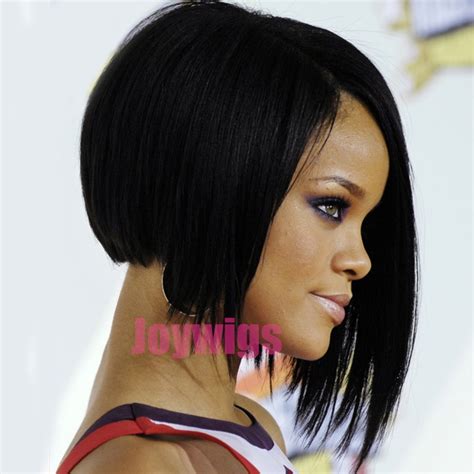 Give your hair a fabulous texture with a black hair dye and loads of layers. 2016 Rihanna Style Short Layered Bob Hairstyles lace human ...
