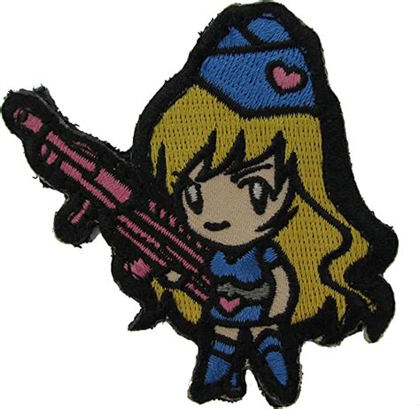 Gun Girl Morale Patch Full Color Blue Military Apparel
