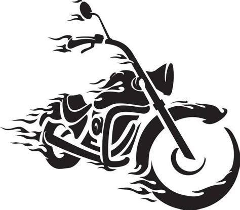 Best Silhouette Of A Tribal Motorcycle Tattoos Illustrations Royalty