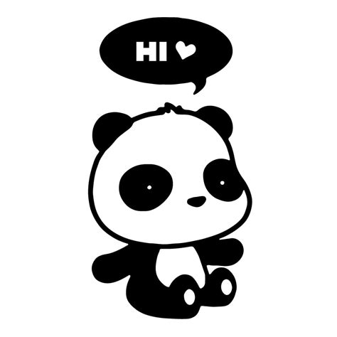 Cute Panda Hi Heart Thought Bubble Cartoon Vinyl Decal Sticker 272 X