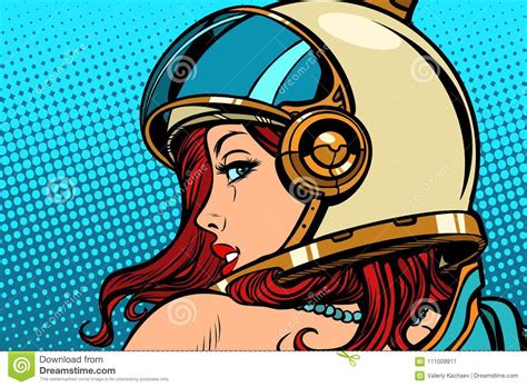 Woman Astronaut Looking Over Her Shoulder Stock Vector Illustration