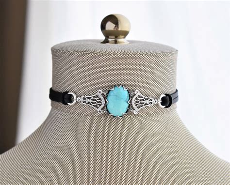 Turquoise Choker 14 Leather Colors To Choose From Etsy