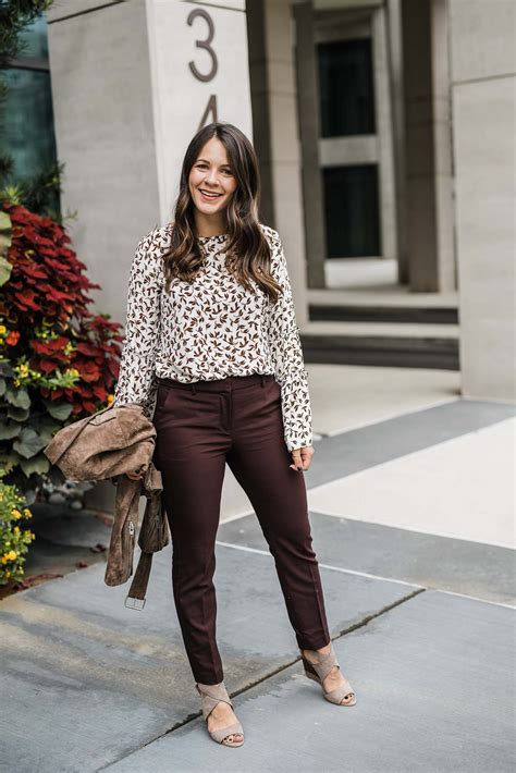 burgundy work pants in 2021 office attire women business casual outfits work outfit