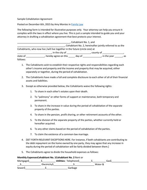 Cohabitation Contract Template