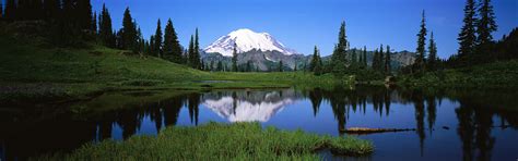 High Resolution Panoramic Landscape Wallpapers Dual Mount Rainier
