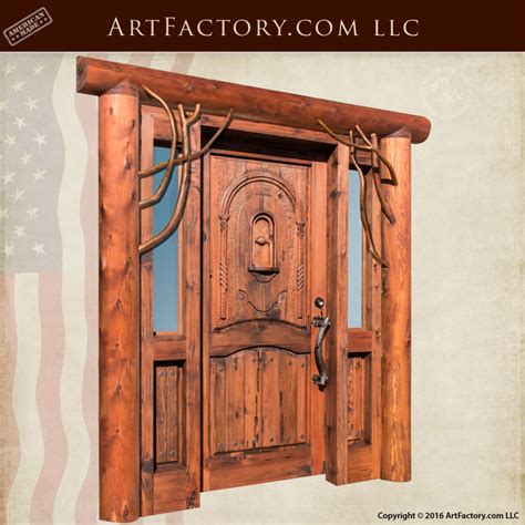 Custom Log Cabin Door Rustic Solid Wood Entrance With