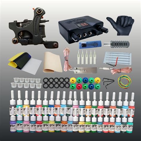 Professional Tattoo Kit Machine Colors Ink Set Disposable Needles Dual