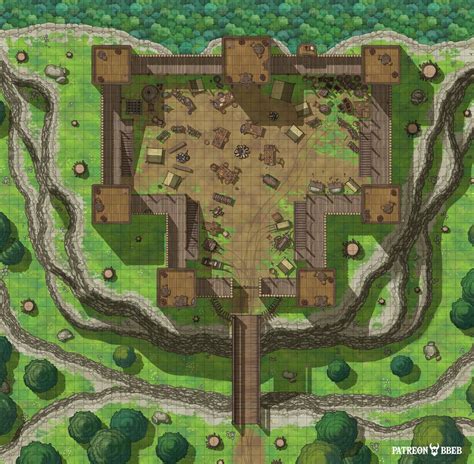 A Small Fortified Bandit Camp At A Road 35x35 Map Art Rdnd