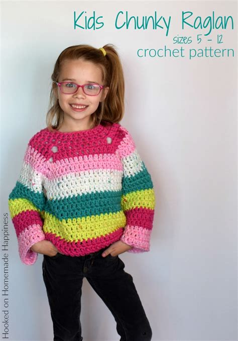 Kids Chunky Raglan Sweater Crochet Pattern Hooked On Homemade Happiness