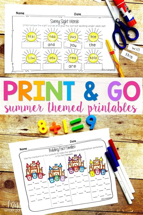 End Of The Year Kindergarten Summer Review Packet No Prep Printables