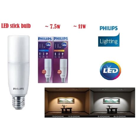 White, white ambiance, and white and color ambiance. 7.5w / 11w Philips LED Stick Bulb - Cool Daylight / Warm ...