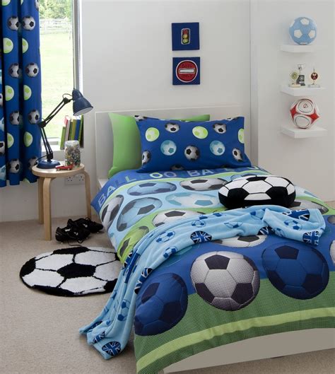 Boys Football Bedding Single And Double Duvet Co Ordinating Curtains