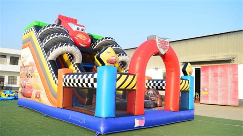 Cars Lightning Mcqueen Inflatable Funcity Factory Bounce House Factory Slide Bounce Bouncy