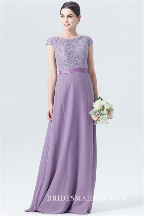 This Lace And Chiffon Lavender Bridesmaid Dress Comes In A Line
