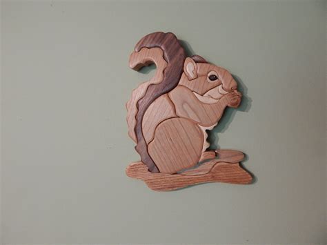 Squirrel Wood Intarsia Wall Hanging Handcrafted Scroll Saw Etsy