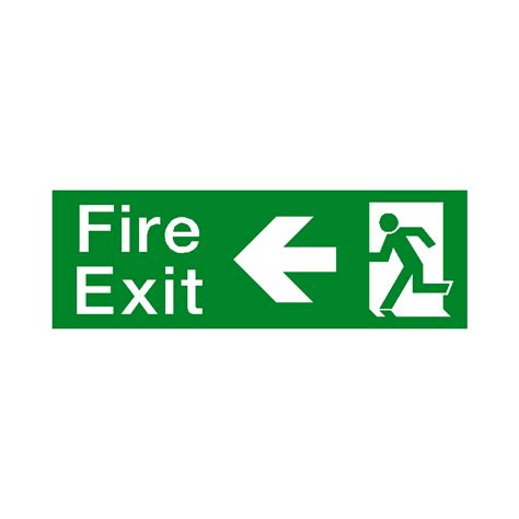 Arrow Left Fire Exit Sign Safety Uk