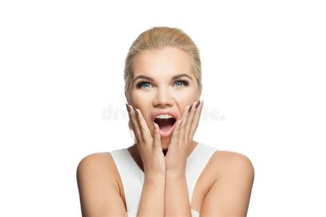 Surprised Woman Isolated On White Background Shocked Screaming Girl