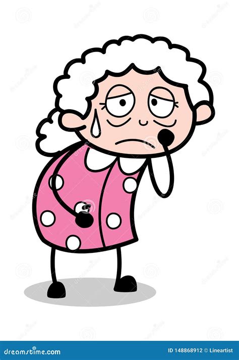 unhappy old cartoon granny vector illustration stock illustration illustration of frustrated