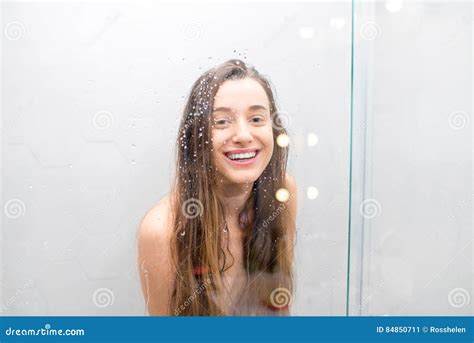 Young Woman Showering Stock Image Image Of Showering 84850711