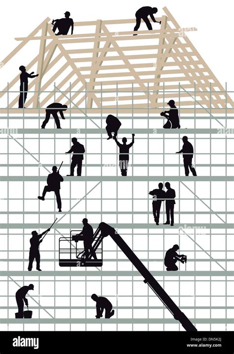 Construction Workers Building A House Stock Vector Image And Art Alamy