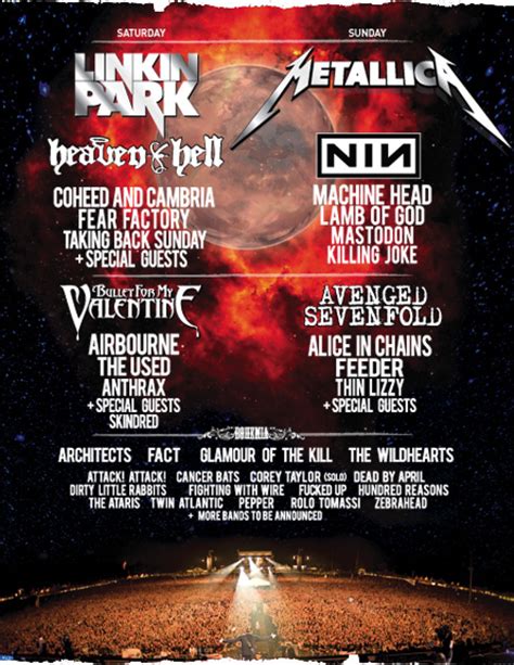 Sonisphere Festival Architects Glamour Of The Kill Fact And The Wildhearts For Bohemia Stage