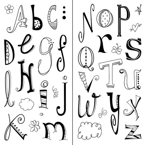 Inkadinkado Doodle Alphabet Clear Stamps Fonts De Lettrage Manuscrit