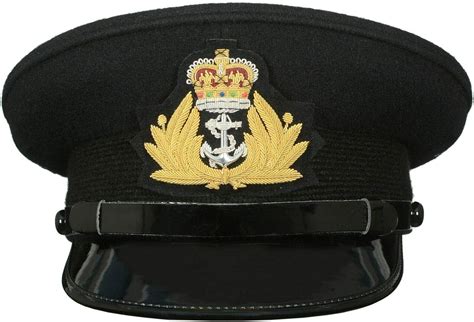 Handembroideryuk Royal Navy Officer Black Cap Naval Peak Cap R N Cap