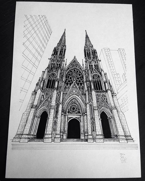 Detailed Pencil Architectural Drawings Gothic Architecture Drawing