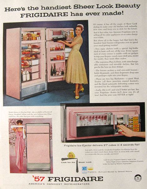1957 Retro Pink Frigidaire Refrigerator Ad Vintage Appliance Ads
