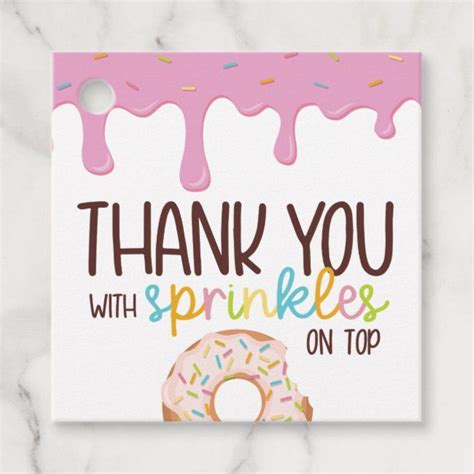 Colorful Sprinkles Donut Thank You Favor Tags In 2021