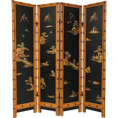 Oriental Furniture 6 Ft Tall Ching Room Divider 4 Panel Oriental