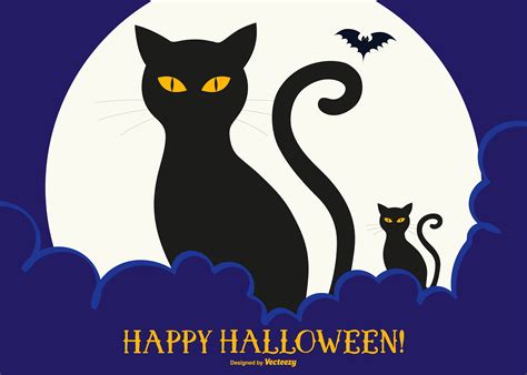 Cute Black Cats Happy Halloween Illustration 164453 Vector Art At Vecteezy