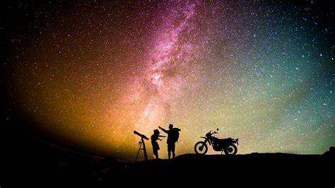 Romantic Couple Silhouette Photoshoot In Starry Sky Background