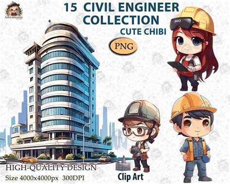 Cute Civil Engineer Chibi Clipart Png For Crafting And Design Etsy