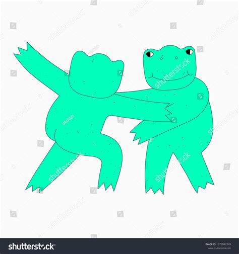 Two Psychedelic Green Frogs 70s Dancing Stock Vector Royalty Free
