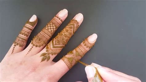 easy diy mehndi henna design on fingers 1 youtube