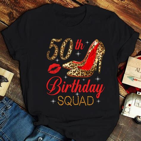 50th Birthday Shirt Women Birthday Shirt Leopard High Heel Etsy