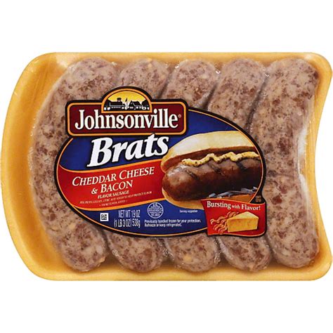 Johnsonville Brats Cheddar Cheese And Bacon Flavor Packaged Hot Dogs