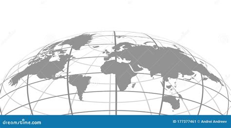 Globe Curved World Map Stock Image 177377461