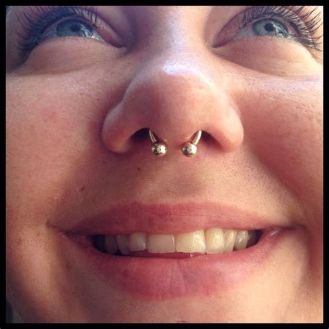 Septum Piercing Done By Me With Gold Circular Barbell Septum Piercing Circular Barbell Septum